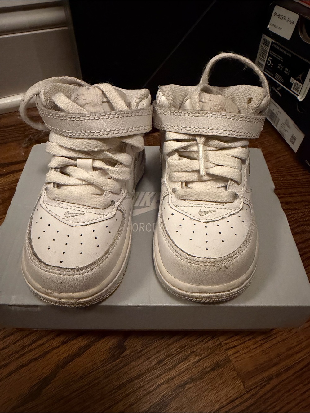 Nike Kids White High-Top Sneakers with Strap